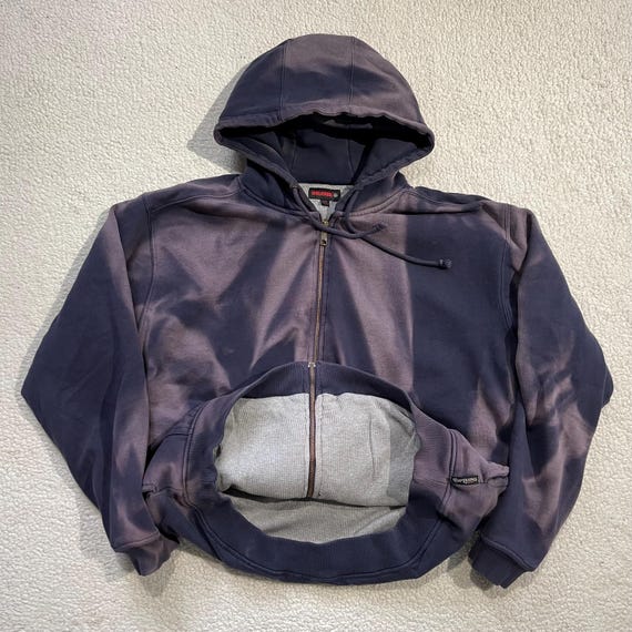 Vintage 90s Custom Sun Faded Hoodie Double Faced Thermal Zip up