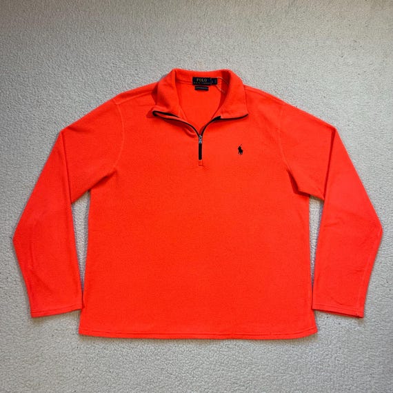 Vintage 00s Polo Ralph Lauren 1/4 Zip Fleece Outdoor Neon Orange