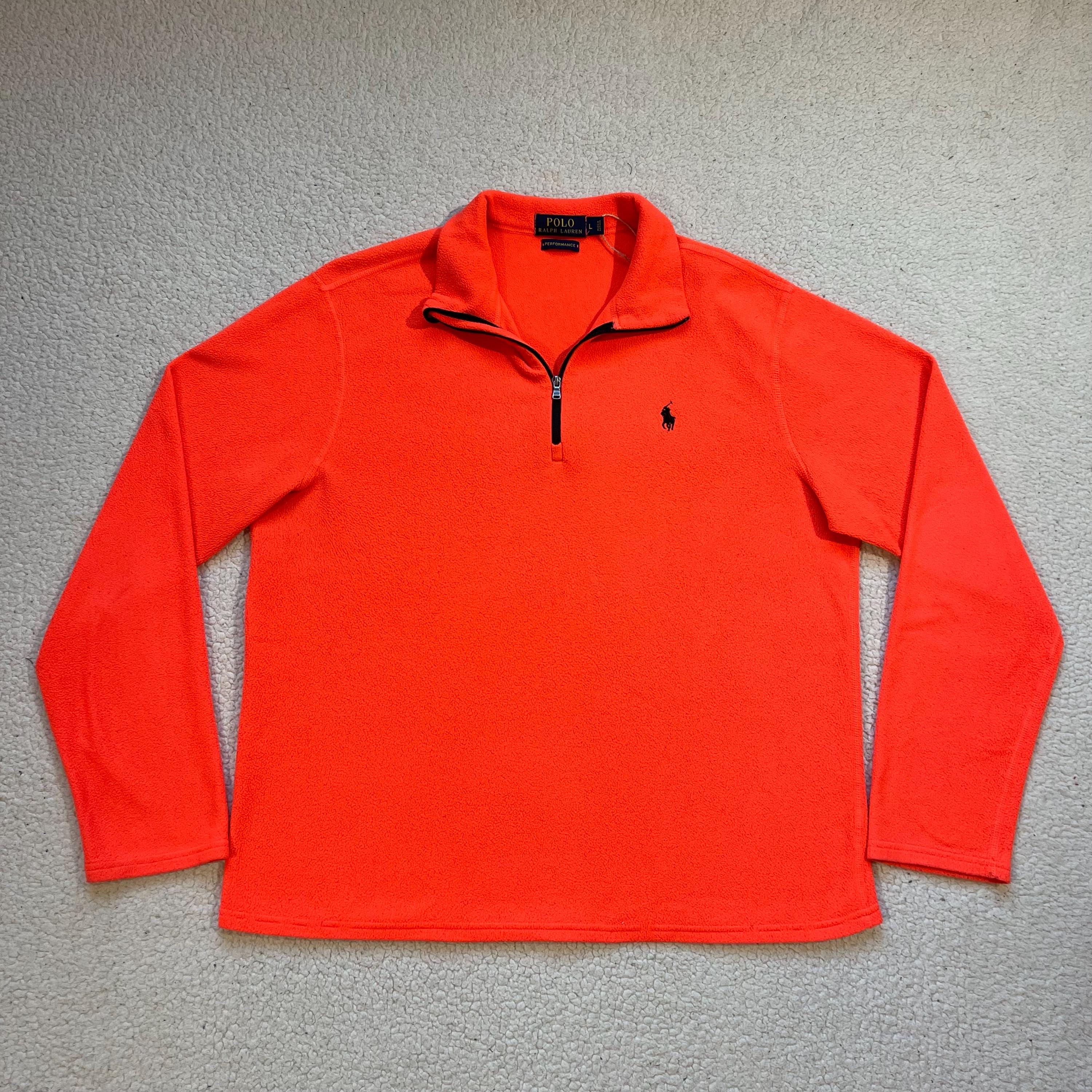 Vintage Polo Ralph Lauren Fleece Pullover: Neon Orange 1/4 Zip - Etsy