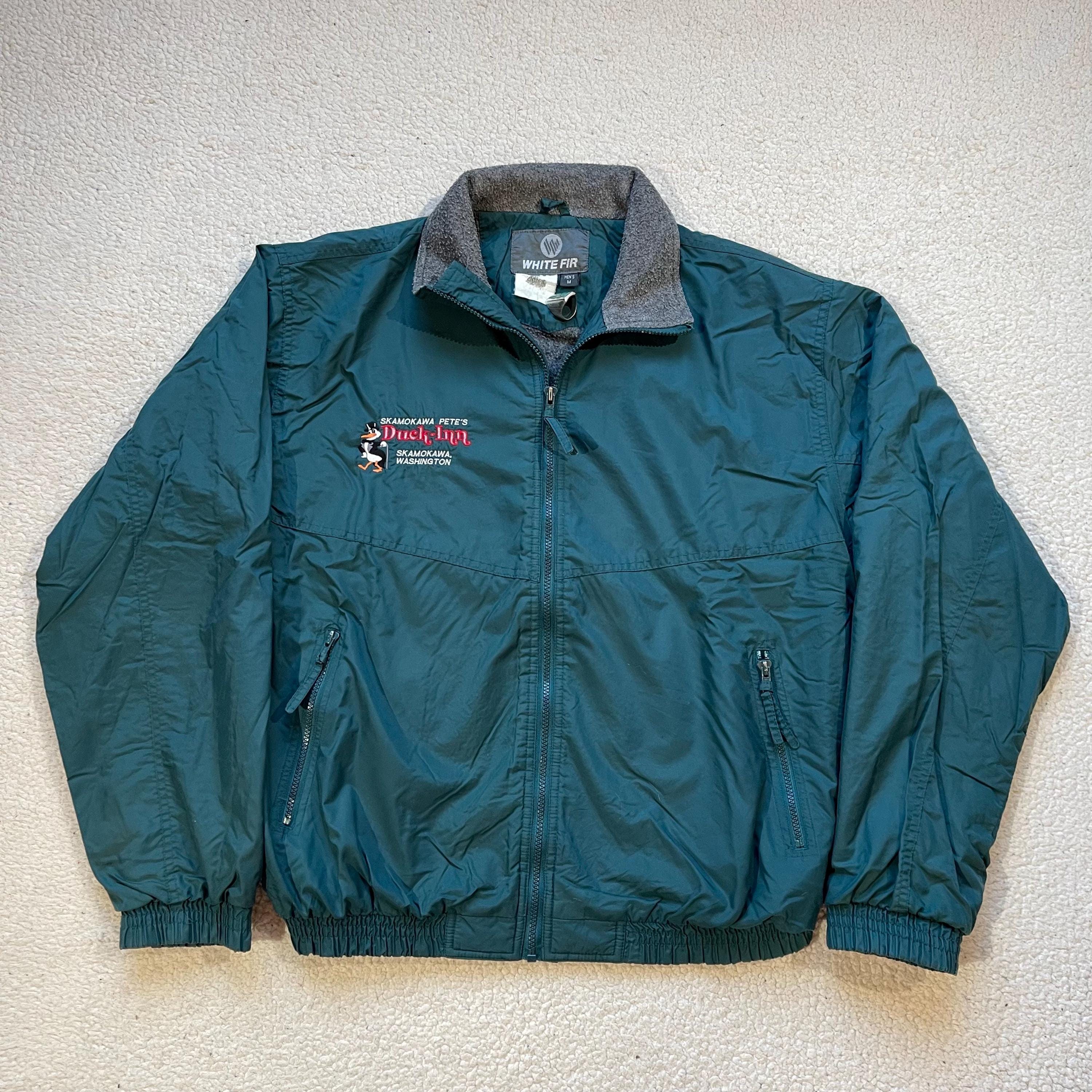 Vintage 90s Embroidered Nylon Shell Jacket: White Fir Pete's Duck