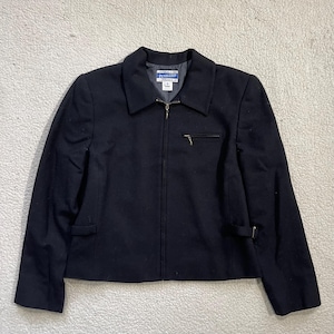 Vintage Pendleton Wool Zip Jacket – Boxy Preppy Black Lightweight S