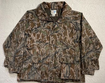Chaqueta de caza vintage RealTree Camuflaje Mossy Oak Treestand para hombre, talla XL