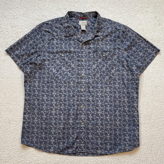 ヴィンテージ 90年代 L.L.Bean アステカプリント ボタンアップシャツ 