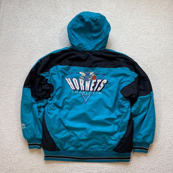 Vintage 90s Charlotte Hornets Puffer Jacket: Embroidered NBA Sportswear  (M/L)