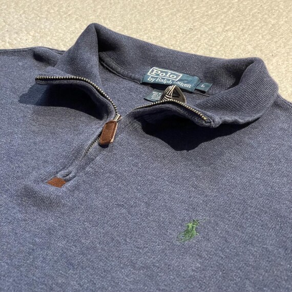 Vintage 90s Polo Ralph Lauren 1/4 Zip Sweatshirt: Dusted Navy