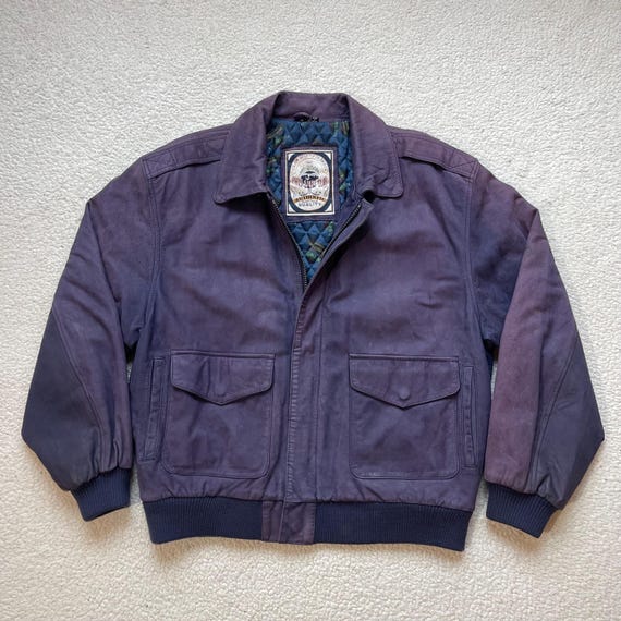 Vintage 90s Lavender Suede Bomber Jacket: Faded Purple Leather