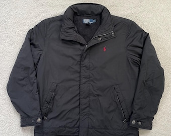 Vintage 90s Lands' End Fleece Lined Nylon Squall Jacket - Size L