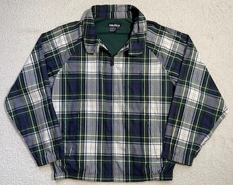 Vintage 1980s Eddie Bauer Plaid Lined Full Zip Harrington Jacket