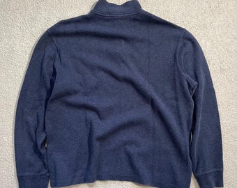Vintage 90s Polo Ralph Lauren 1/4 Zip Sweatshirt: Dusted Navy