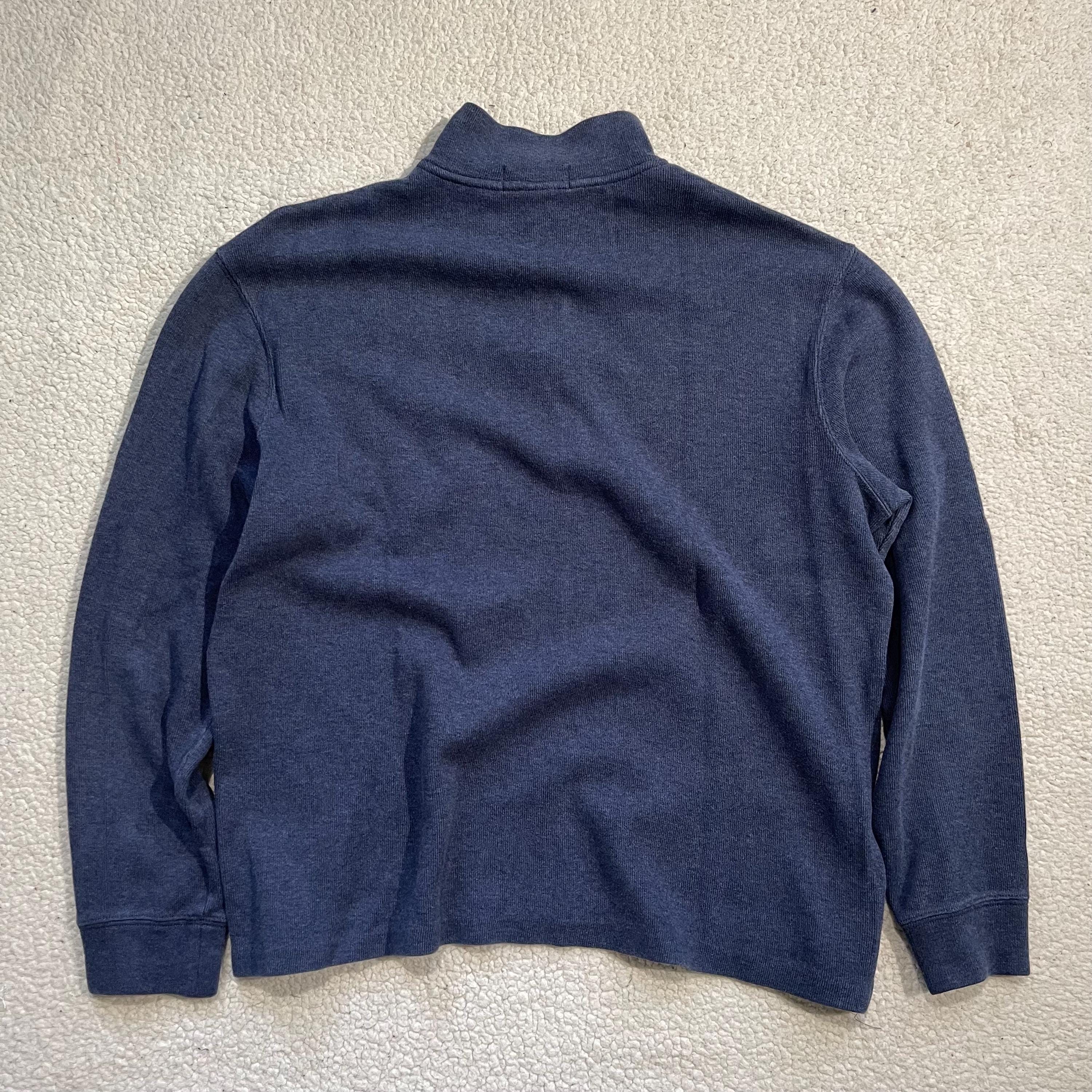 90s Polo Ralph Lauren ピーコート usnavy 希少個体 Vintage 90s Polo Ralph Lauren 1/4 Zip Sweatshirt: Dusted Navy