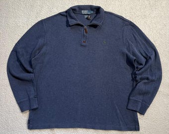 Vintage 80s Polo Ralph Lauren Lambswool 1/4 Zip Sweater - Mens L