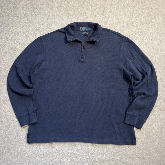 Vintage 90s Polo Ralph Lauren 1/4 Zip Sweatshirt: Dusted Navy