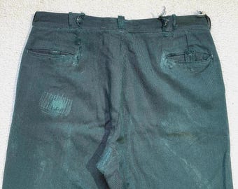 Vintage Ranger Whipcord Wool Pants - 1950s/60s Teal Work Trousers