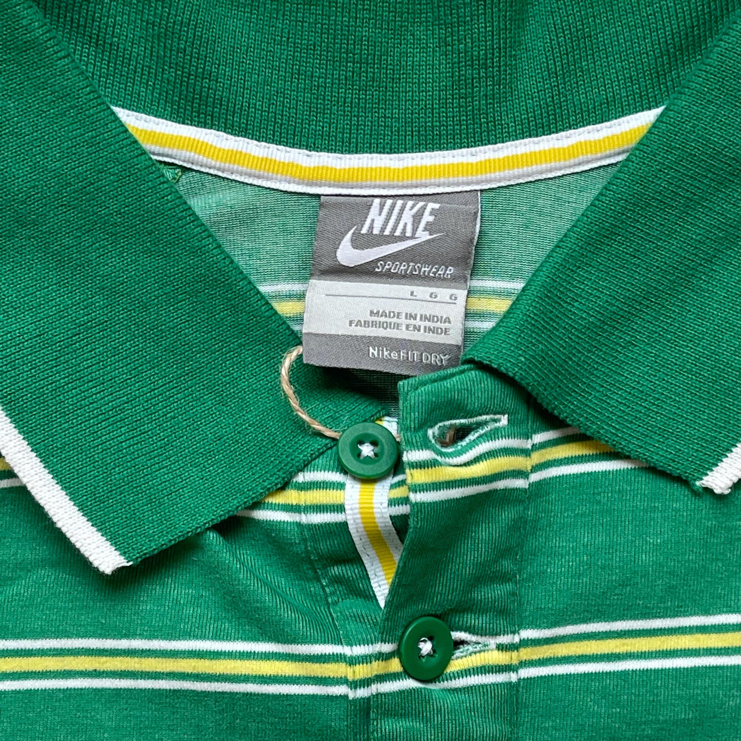 Vintage 00s Nike Striped Embroidered Golf Polo Shirt (mens L 