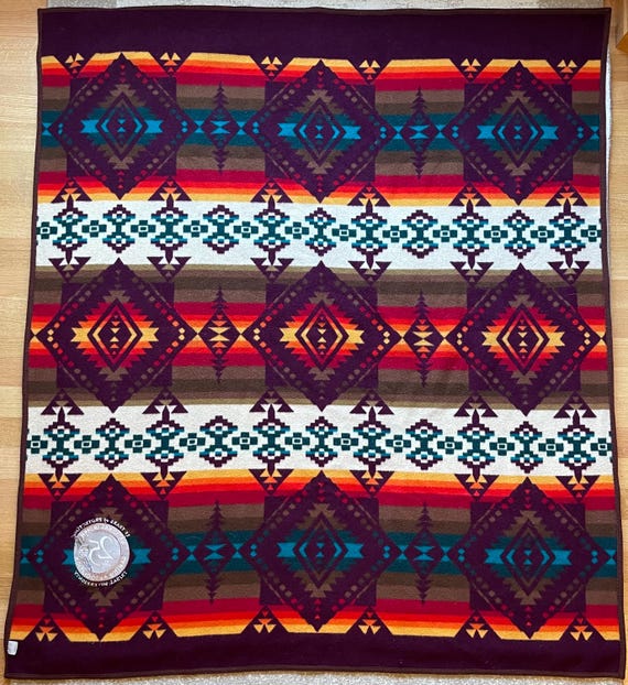 Vintage 1980s Pendleton Wool Blanket Beaver State Aztec