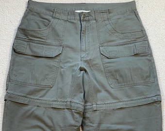 Vintage REI Canvas Zip-Off Cargo Pants: Olive Green, Mens 36x30.5