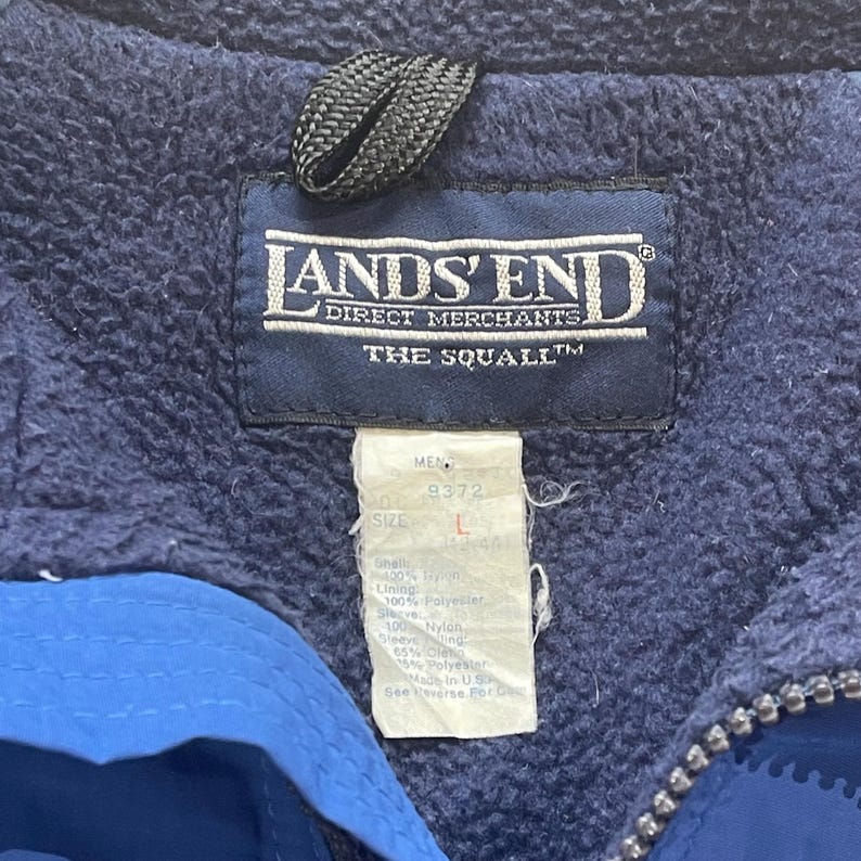 Maillot Rugby Vintage Lands' End XL - Blanc Rayé Bleu, Col Polo, 100% Coton USA