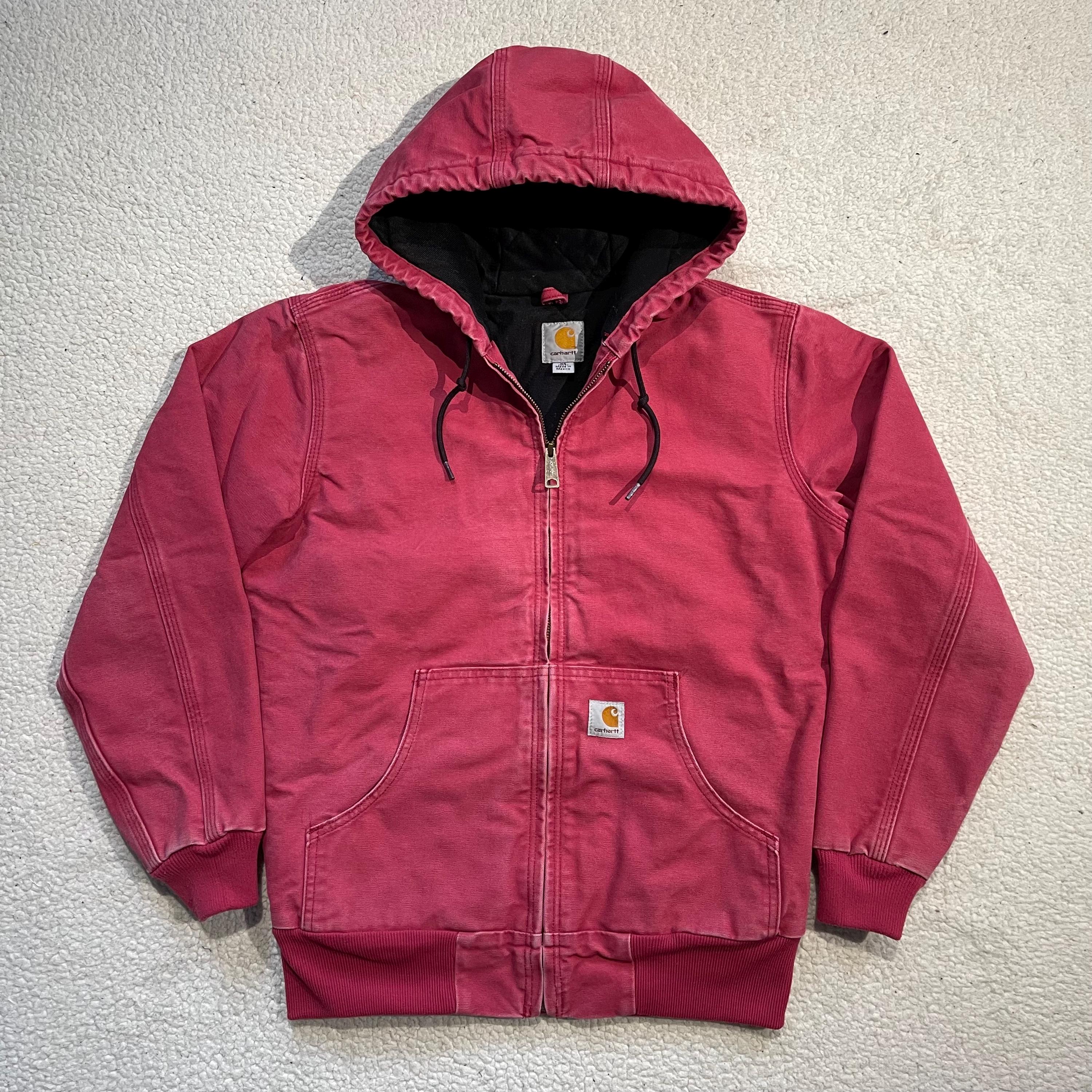 Carhartt active jacket ピンク Vintage Y2K Pink Carhartt Active Jacket: Faded Canvas Hooded