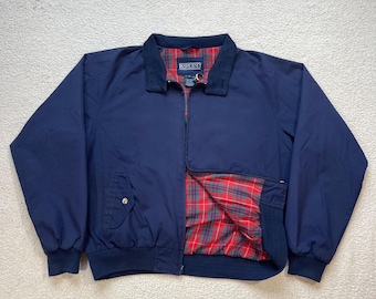 1980s Royal Blue Cotton Harrington Bomber Jacket Size XL Made in