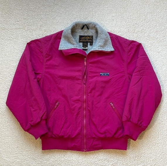 Vintage 80s Eddie Bauer Nylon Fleece Lined Jacket - Neon Pink Size