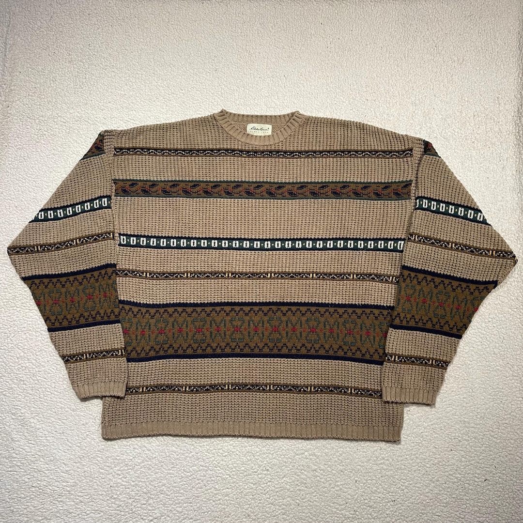 Vintage Eddie Bauer Nordic Cotton Sweater Crewneck Pattern Knit