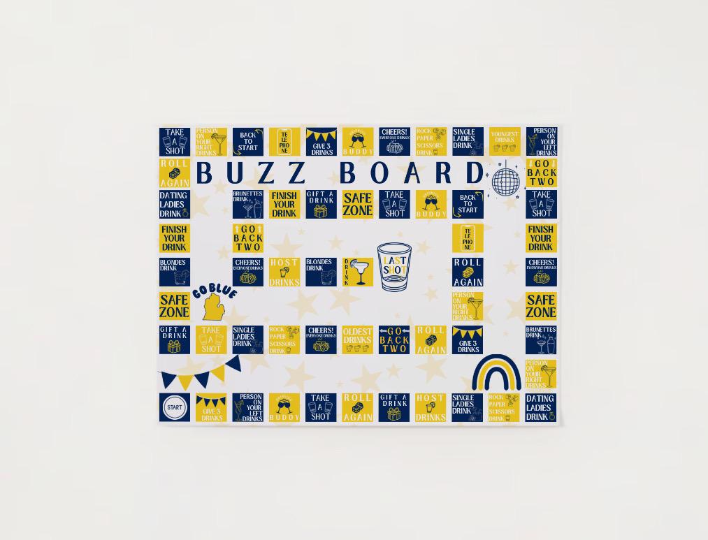 Michigan/uofm Inspired Buzz Board Game Etsy(00)