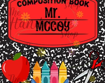 Teacher ID Badge Holder Template: Composition Notebook Design (Digital File Only)