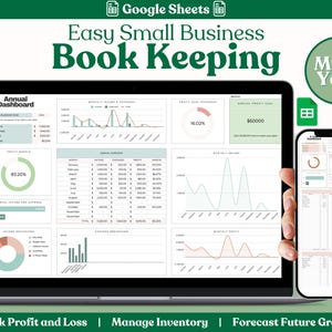 Small Business Bookkeeping Template; Expense Tracker, Budget Spreadsheet, Business Spreadsheet,  Business Accounting, Income Tracker, Sales
