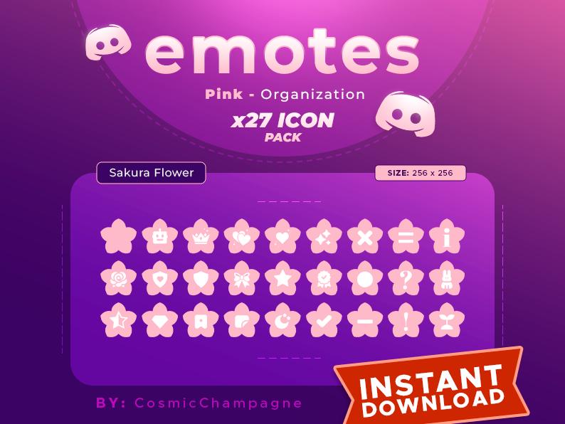 Pink Sakura Discord Icons Set / X 27 Organization and Productivity