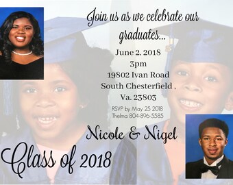 twins graduation announcement invitation class of 2018 3 etsy