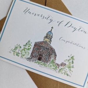 Benutzerdefinierte Dayton Kapelle Grußkarten, Abschlusskarten, personalisiertes Aquarell, Dayton, OH 6er-Set