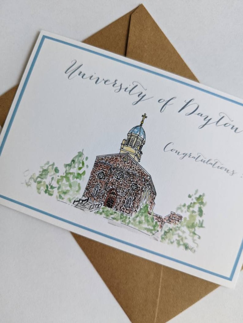 Custom Dayton Neighborhood Graduation Card, Personalized Watercolor ...