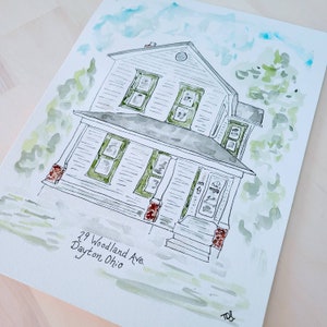 11x14 Dayton, Ohio, Student Neighborhood, Watercolor, Original Art,  Campus house, College