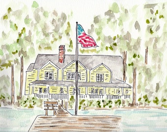 Benutzerdefinierte Aquarell von Ihrem Haus, Seehaus, Hütte, Original Aquarell