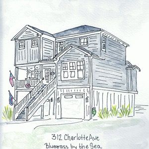 Custom Watercolor of your home, beach house, lake house, cabin, farmhouse, coastal, Original Watercolor