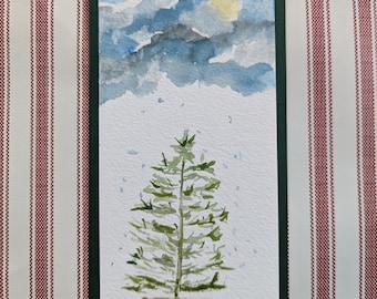 Christmas Watercolor Bookmark, hand painted, custom, gift, book, booklover, nature,  reader, personalized, custom, tree, stocking stuffer