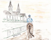 Derby Inspired, custom wall art, Horse racing art, original watercolor