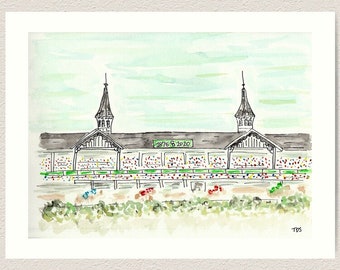 Derby Inspired, custom wall art, Horse racing art, original watercolor