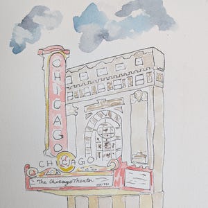 Chicago theatre, reprint, art print, wall art, watercolor, original art