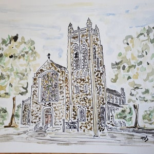 Acuarela personalizada, iglesia, boda, hogar, negocio, ciudad