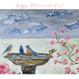 Carte de retraite, personnalisée, unique, florale, aquarelle, cadeau, 5*7, livraison gratuite