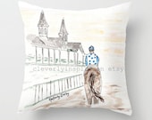 Horse Race, Pillow, Custom, Watercolor, Southern, Jockey, Louisville, Kentucky