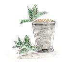 Derby Inspired, custom wall art, REPRINT: Mint Julep, Cocktail, Art, Jockey, Watercolor, Original Art, Churchill Downs