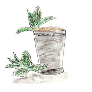 Derby ispirato, arte murale personalizzata, REPRINT: Mint Julep, Cocktail, Arte, Fantino, Acquerello, Arte originale, Churchill Downs