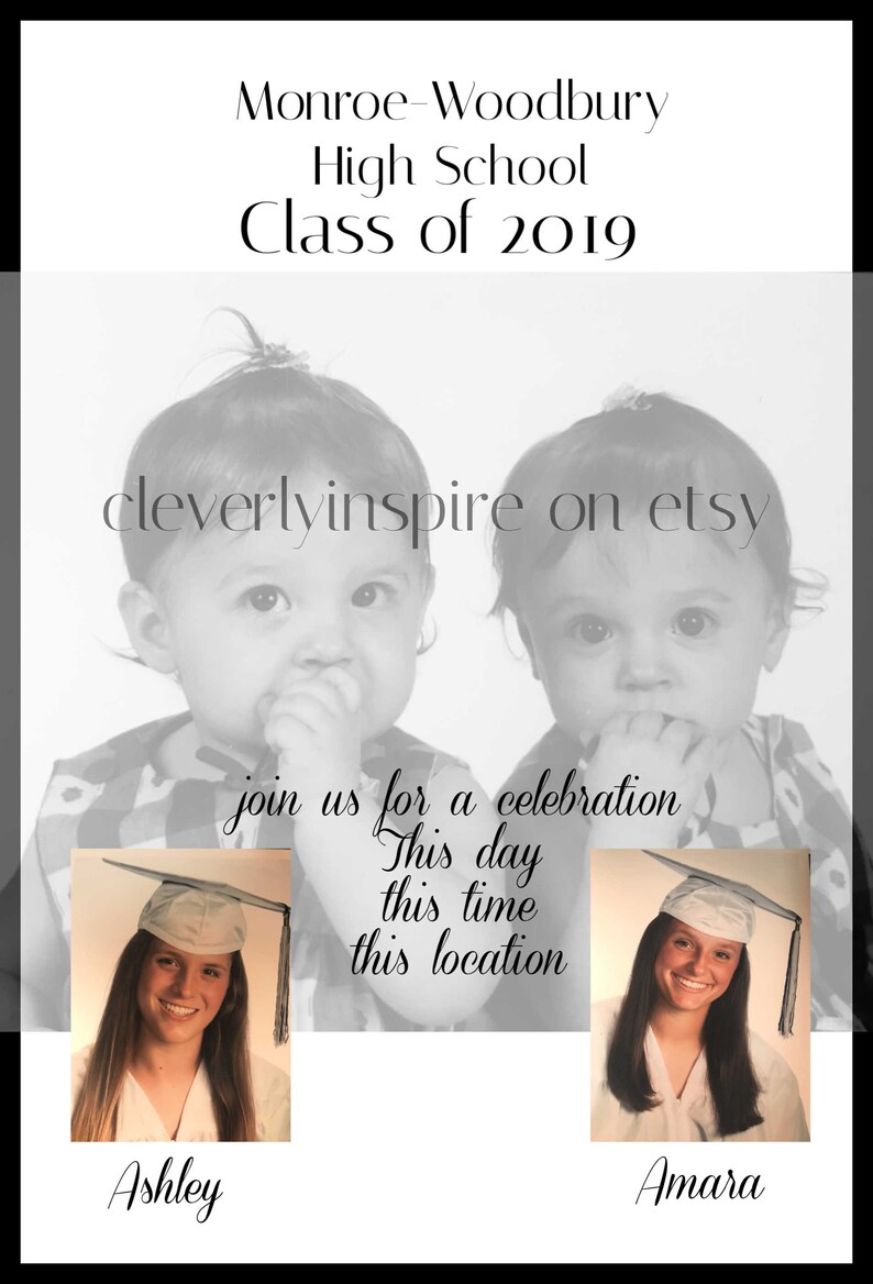 TWINS Set of 50 6x9 Graduation Announcement Invitation 3 Etsy