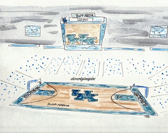 Kentucky Basketball, RUPP, Watercolor art, Hand painted, Lexington, UK, Father's Day, Original Watercolor