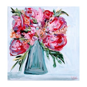 Set von 8, Original florale Kunst Grußkarten, Blumenstrauß, Acrylmalerei, handgemalt, Geschenk, originelle Grußkarten, Dankeschön