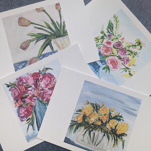 Collection Set of 12 Original floral Art Note Cards, bouquet,floral, acrylic painting,hand painted, gift, original greeting cards,thank you