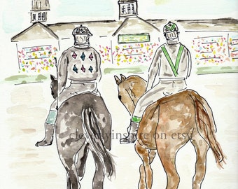 Derby Inspired, custom wall art, Horse racing art, original watercolor