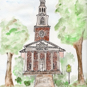 Custom watercolor, church, wedding, home, business, town